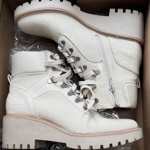 Dolce Vita Cream Lace Up Boots